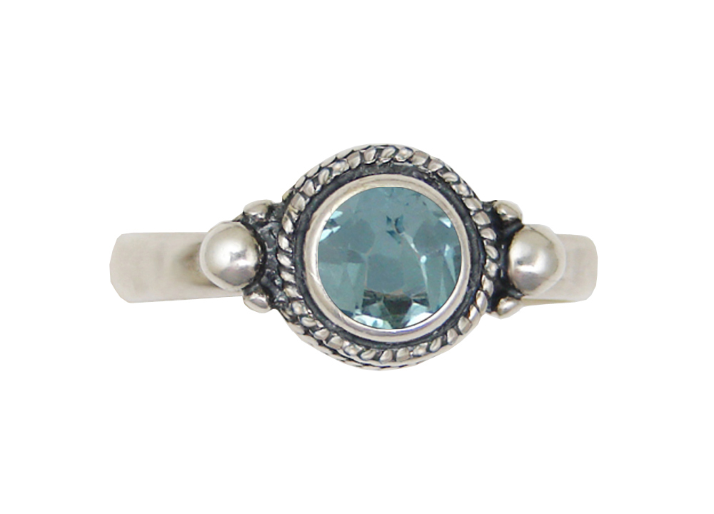 Sterling Silver Gemstone Ring With Blue Topaz Size 8